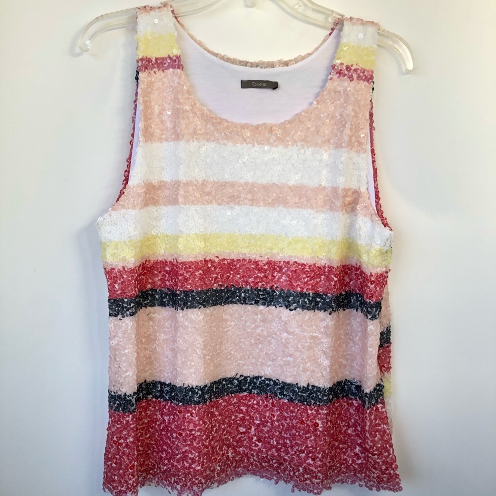 DIXIE Sequins Top Sleeveless Blouse Size Small